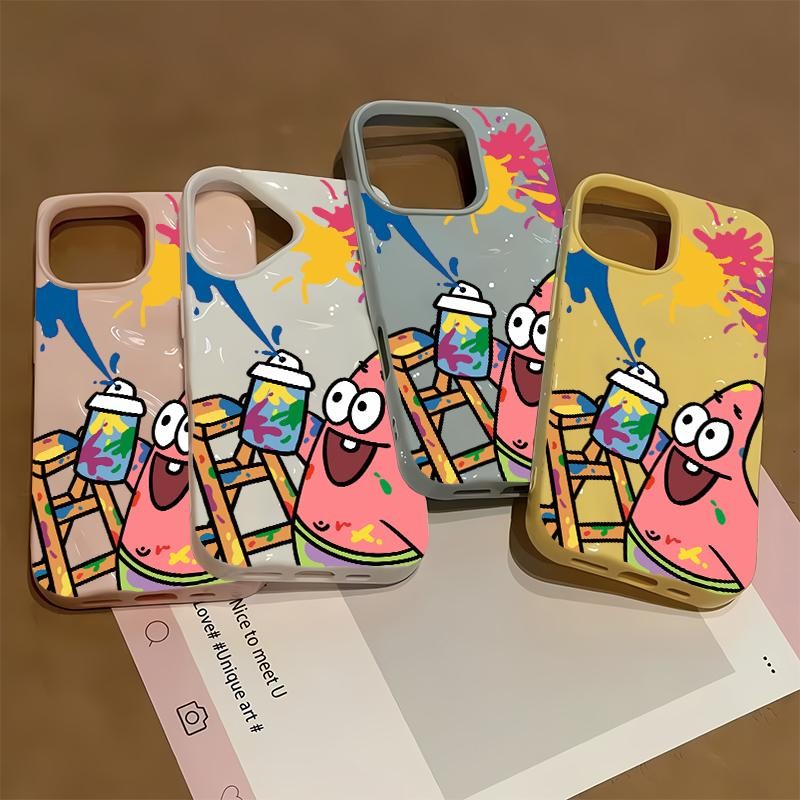 เคสโทรศัพท์สีสเปรย์การ์ตูนดาวและตลกสําหรับiPhone 15 13 16 12 14 11 15PRO 12PRO 14PROMAX 12PROMAX 13P