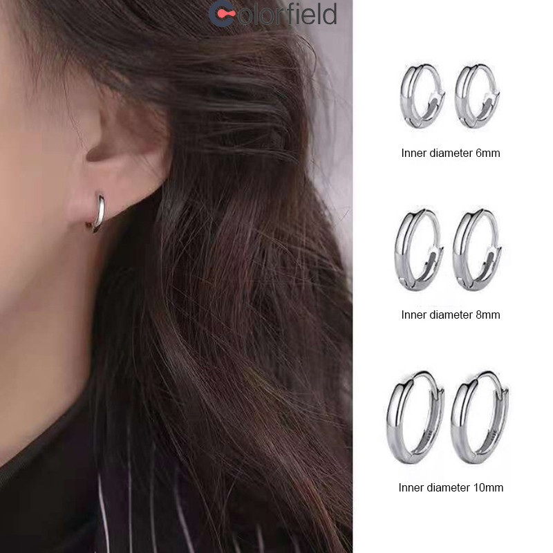 Colorfield ต่างหูไทเทเนียมเหล็ก ทรงกลม ออกแบบเรียบง่าย แฟชั่นเกาหลี สําหรับผู้หญิง ไม่ทําให้แพ้ง่าย กิ๊ฟ-COD