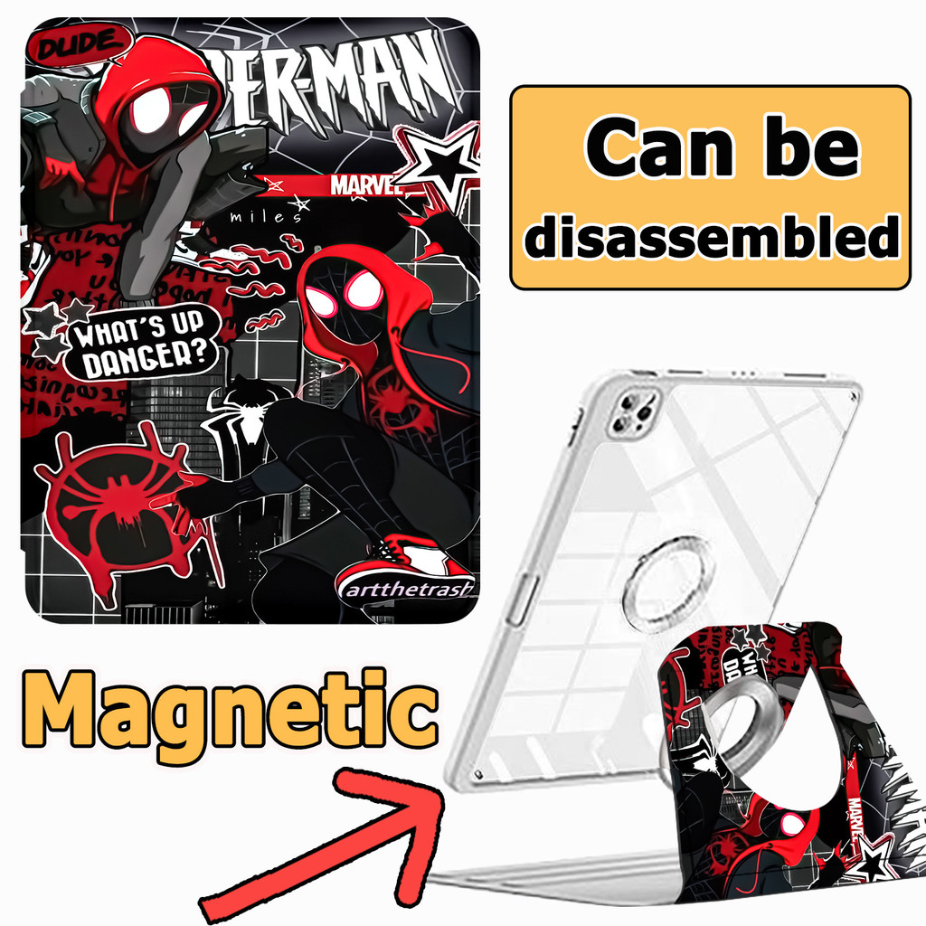 ถอดออกได้ เคสไอแพด for ipad Air6 Air7 Air5 air4 gen10 gen11 gen9 gen8 Gen7 gen6 gen5 pro11 Pro12.9 pro13 Air2 mini6 mini7 ถอดออกได้ Spider-Man เคสสำหรับไอแพด for ipad case