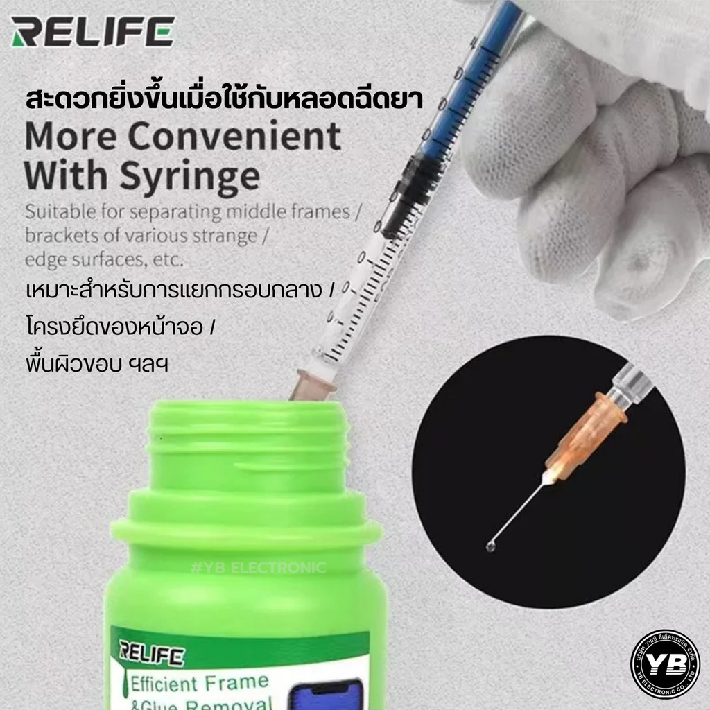 น้ำยาลอกกาวขอบข้าง RELIFE RL-518A งานแกะจอ/เปลี่ยนกรอบ จะช่วยให้แยกชิ้นส่วนได้สะอาด