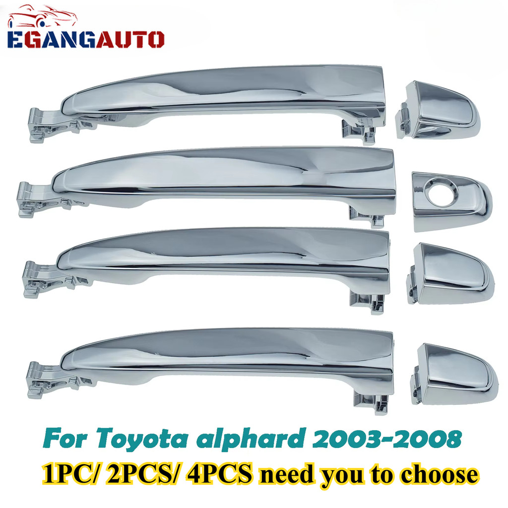 ด้านหน้าด้านหลังประตูบานเลื่อนด้านนอกจับ Chrome ซ้าย/ขวาสําหรับ toyota alphard ANH10 2003-2008 69211-35080,69230-58010,69210-0N010