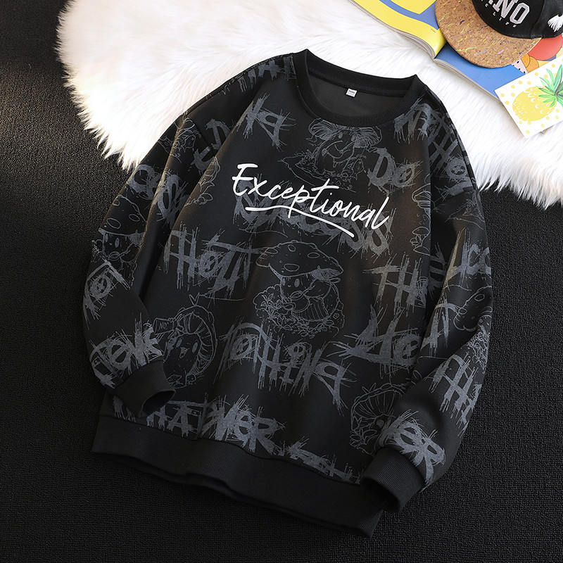 เสื้อยืดแขนยาวผู้ชายใหม่ปีใหม่เสื้อคอกลมหลวมสบายๆเสื้ออินเทรนด์สําหรับผู้ชาย