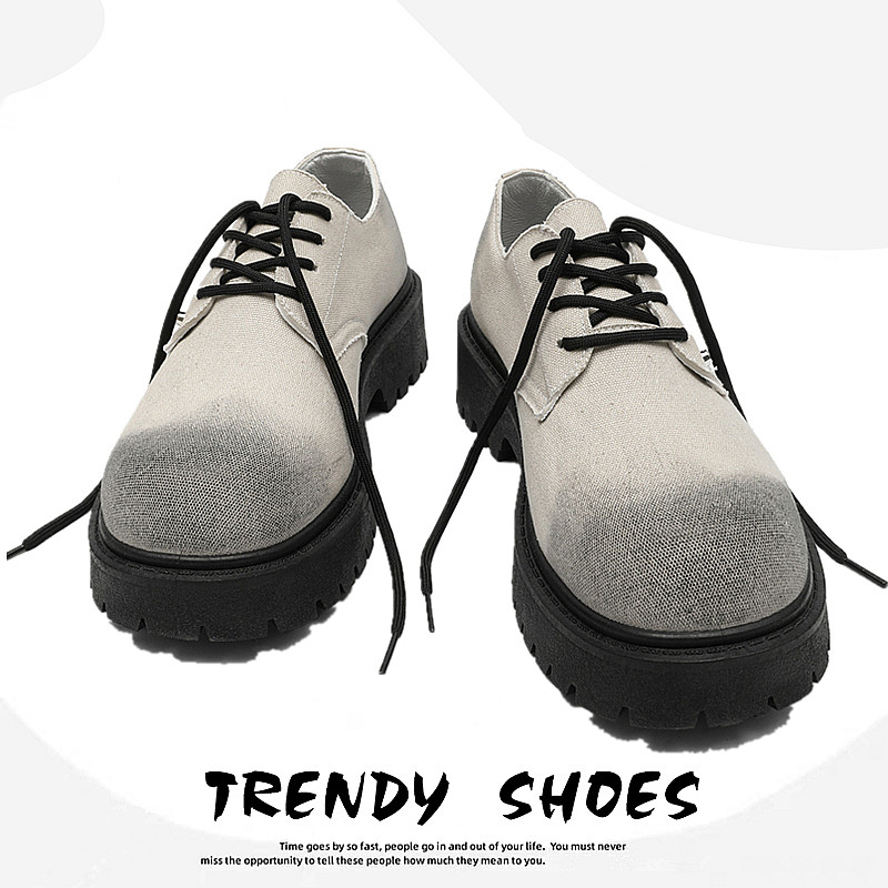 รองเท้าหนังส้นสูงผู้ชาย รองเท้าหนังส้นสูงผู้ชาย รองเท้าหนัง Big Toe Retro สไตล์อังกฤษรองเท้าหนังขนาดเล็กรองเท้าหนังผู้ชายหนา Soled รองเท้าหนังเพิ่มความสูงรองเท้าหนัง Lace-Up รองเท้าหนัง