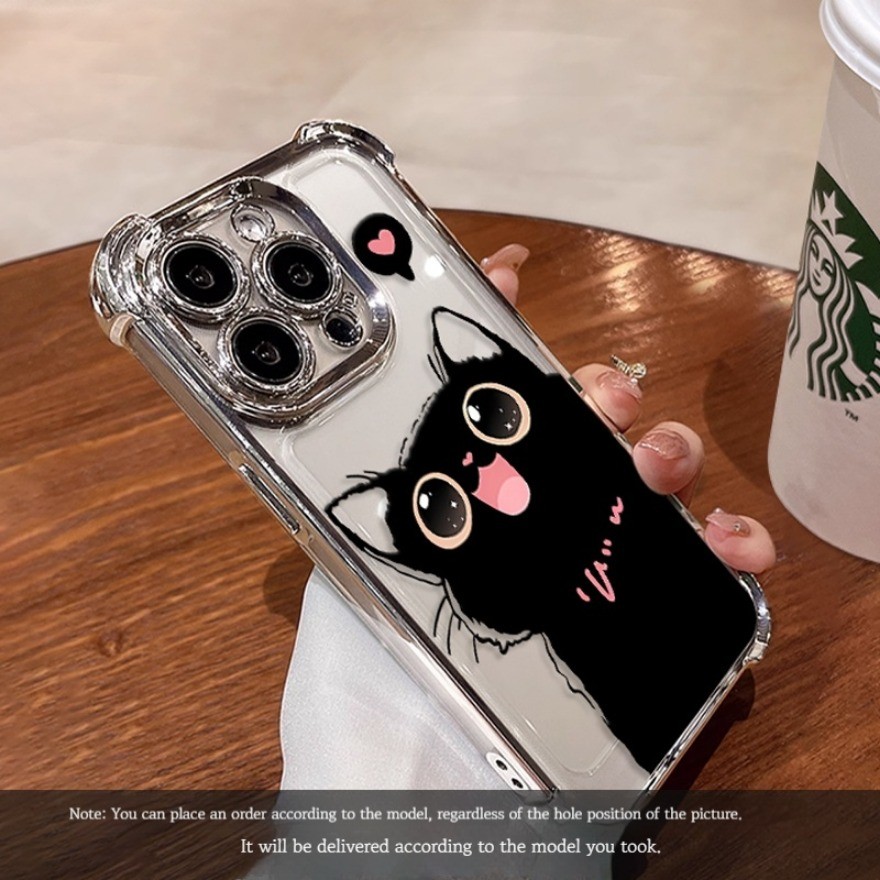 Electroplate พร้อมฟิล์มเลนส์ Love Black cat motif Casing สําหรับ Honor 200 100Pro 200 X9C สมาร์ท X9A X9B X7C X9B X5B Magic 7 6 5 4 Pro 6 Lite ฝาครอบป้องกันเต็มรูปแบบ ราคา ถูกที่สุด ดีลบีเคเค แกลเลอรีภาพที่ 6