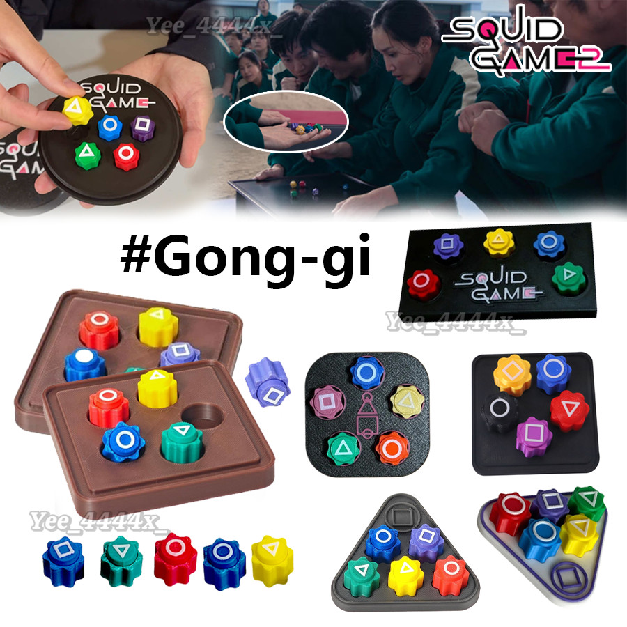 Squid Game 2 | Gonggi หิน 3D พิมพ์หินโยนและจับอุปกรณ์ประกอบฉากเกม Gonggi Stones ชุดหิน 5 สี เกมปลาหมึก 2