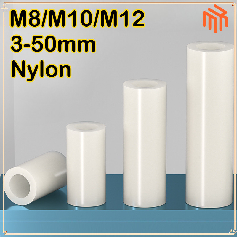 [MX1] M8/M10/M12 เสารองพลาสติก ABS สีขาวไนลอนคอลัมน์แยกหลุมกลมกลวงท่อพลาสติกท่อตรงสนับสนุนคอลัมน์ Hollow Heightening Sleeve