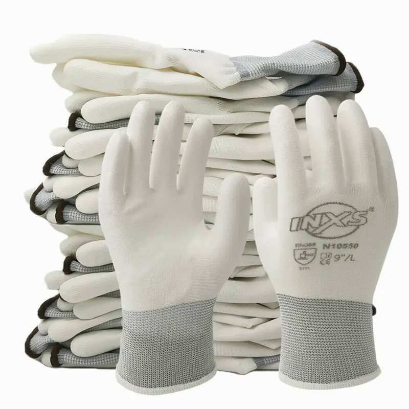 12 Pairs CE Certificated Black Polyester PU Work Safety Gloves Mechanic Working Gloves For Garden La