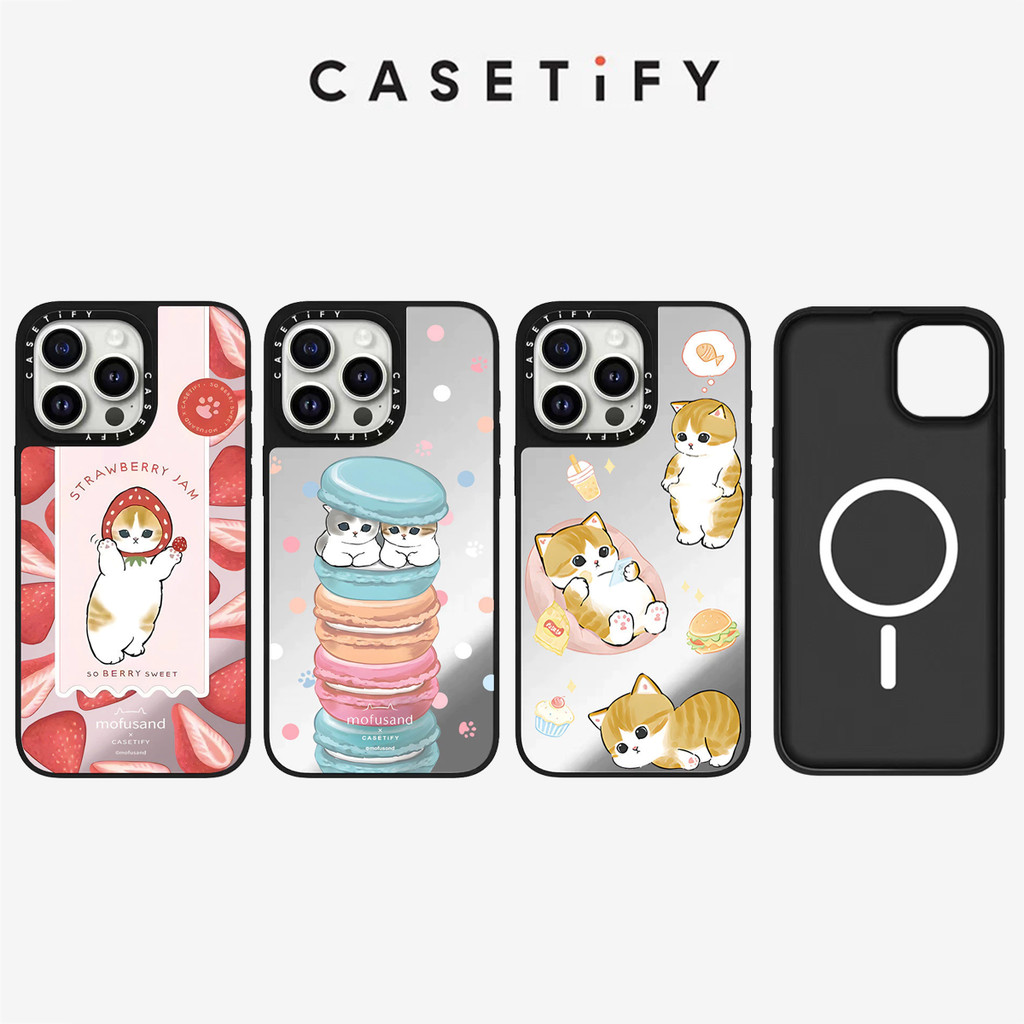 กระจกแม่เหล็ก Macaron Cat Hard Anti fall เคสโทรศัพท์สําหรับ iPhone 17 Pro Max 17Air 16 Pro Max 15 14 13 กรณี Anti การสั่นสะเทือนอะคริลิคปลอก