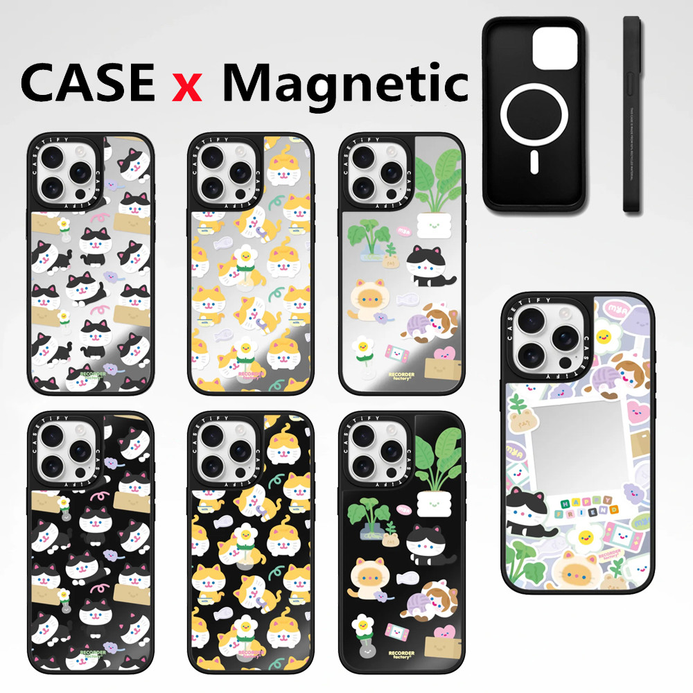Casetify KANCHO By RECORDER factory Mirror Magnetic Effectเคสโทรศัพท์เข้ากันได้กับiPhone 13 14 15 16 Pro Max 16 Plusตัวอักษรด้านข้างฝาครอบโทรศัพท์กันกระแทกปลอก