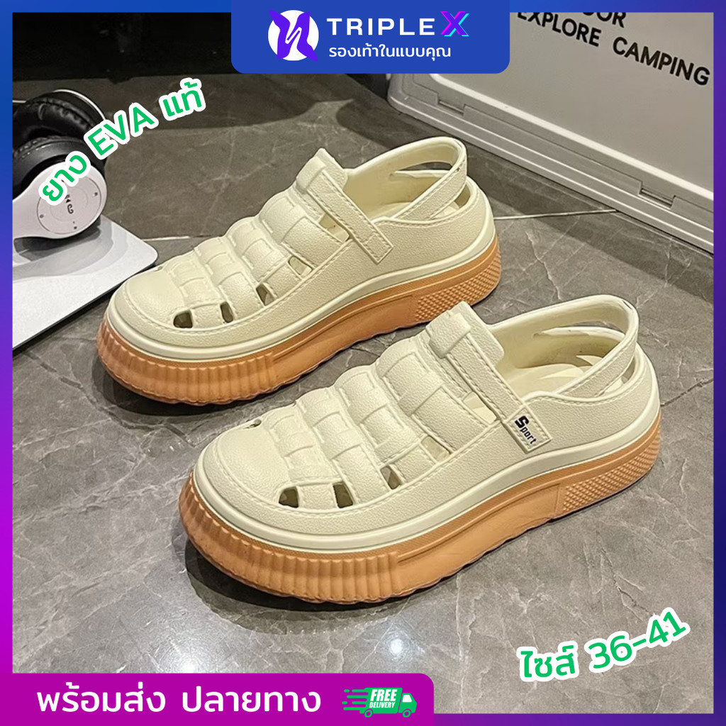 TripleX รองเท้ารัดส้น รองเท้าแฟชั่น รองเท้าผู้หญิง นุ่มใส่สบาย ไม่กัดเท้า มี4สี พร้อมส่งจากกทม.