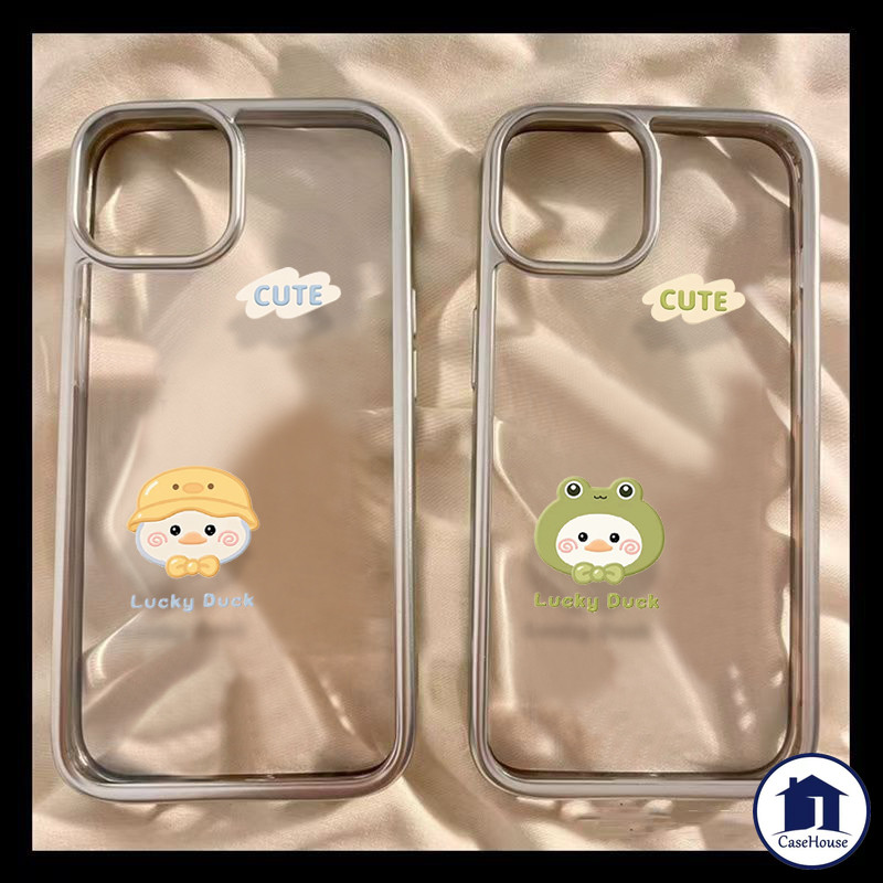 เคสนิ่มชุบใสลายเป็ดคู่รักสุดน่ารัก เข้ากันได้กับ iPhone 16 12 11 15 Pro Max 13 14 Pro Max XR 7 8 Plus 16 12 Pro X XS Max
