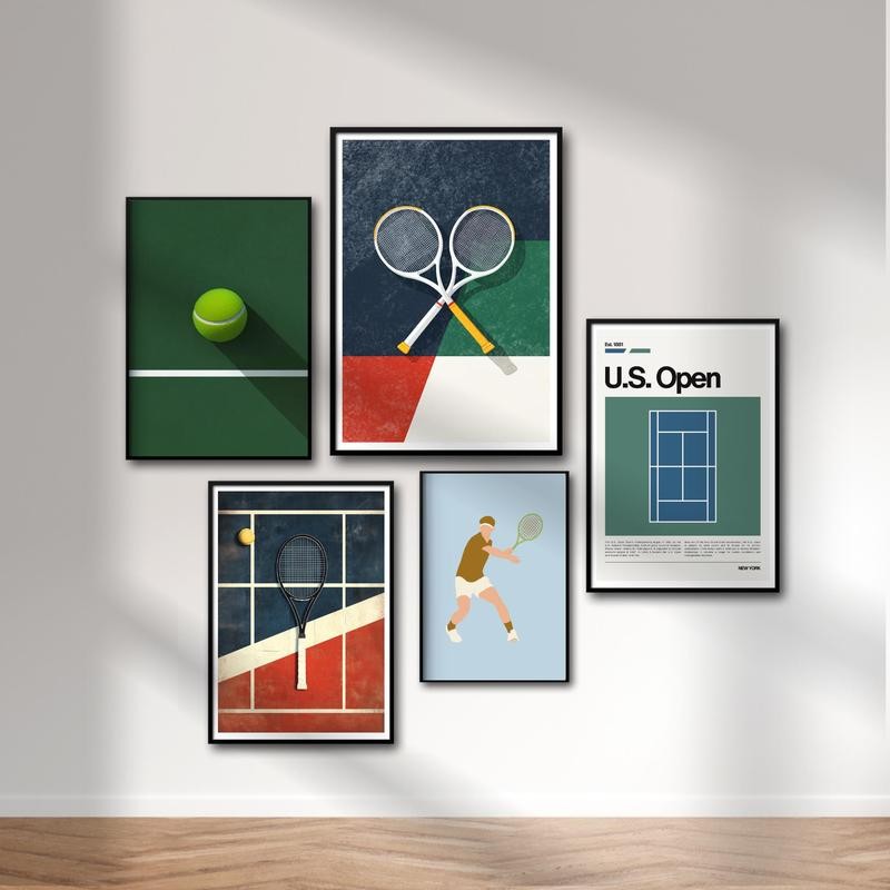 โปสเตอร์พิมพ์ลายแรงบันดาลใจ Bauhaus สําหรับห้องเด็กผู้ชาย ชุด Grand Slam US Open