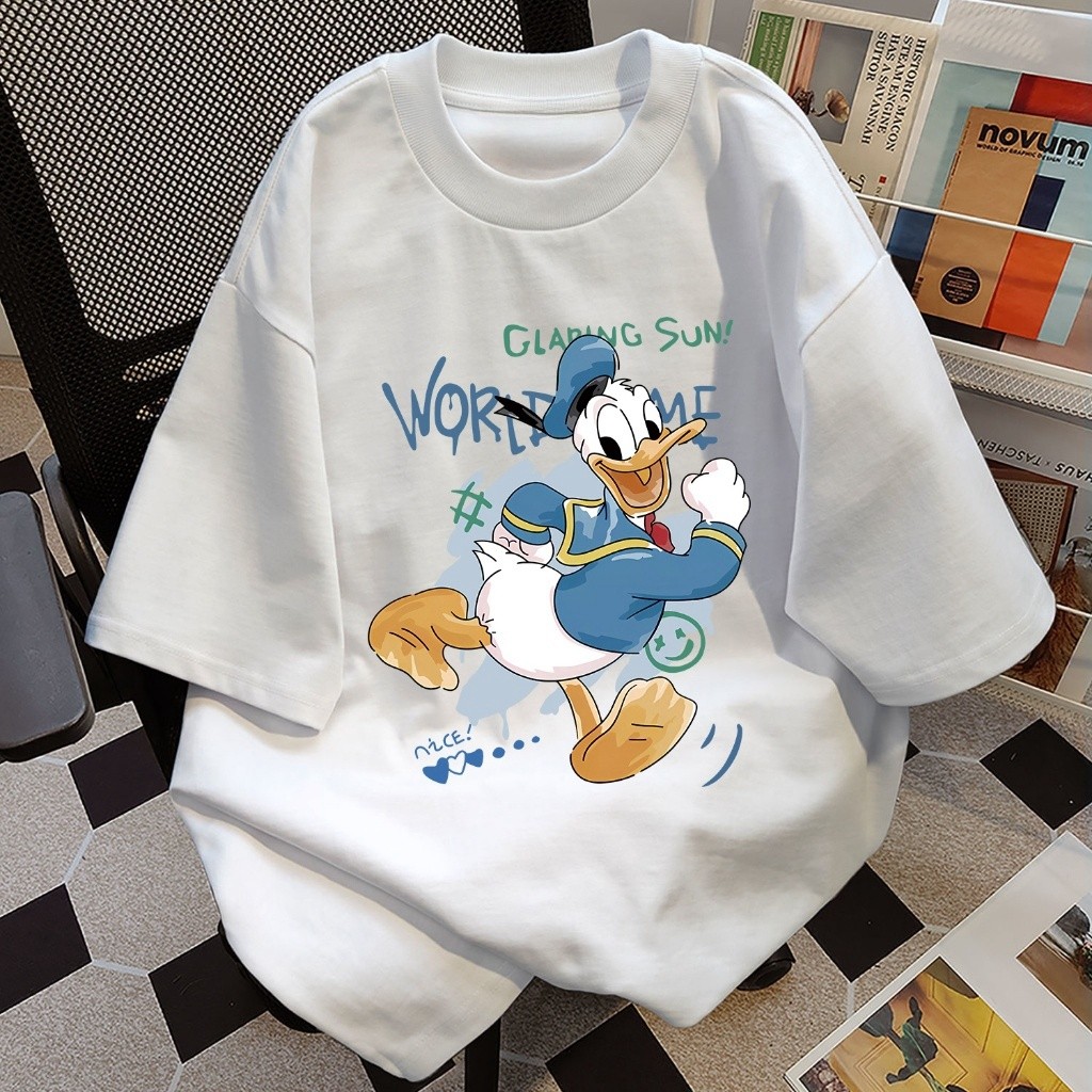 🚚【จัดส่งจากไทย】เสื้อยืดลายเป็ดการ์ตูนน่ารัก แขนสั้น คอกลม ผ้าเนื้อนุ่ม สวมใส่สบาย