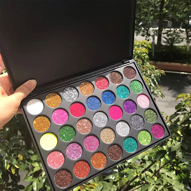 Veroni 35 สีเพชรเลื่อมอายแชโดว์ Palette Shimmer High Pigment Powder พร้อม Glitter และซาตินยาวนานแต่งหน้ากันน้ํา