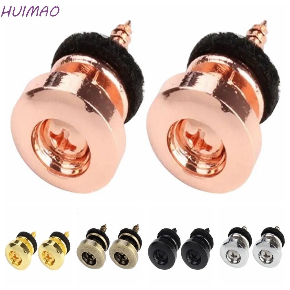 Huimao 2PCS ปุ่มสายกีตาร์,เหล็ก Anti-slip Guitar Strap End Pins, Electric Bass Strap ล็อคหมุดเห็ดหัว Bronze สีดําสายกีตาร์ล็อคกีตาร์ Class