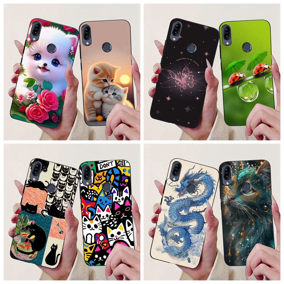 สําหรับ Asus Zenfone Max Pro M1 ZB601KL ZB601KL กรณีน่ารักการ์ตูนมังกรสีดําซิลิโคนนุ่มสําหรับ Asus X