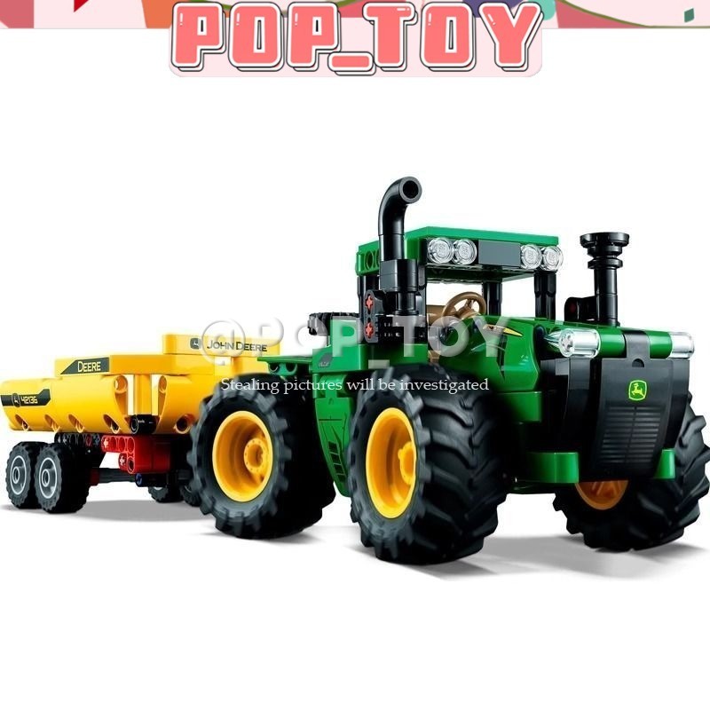 Technic 390PCS John Deere 9620R 4WD รถแทรกเตอร์ของเล่น 42136 Building อิฐสะสมพร้อม Trailer คริสต์มาส