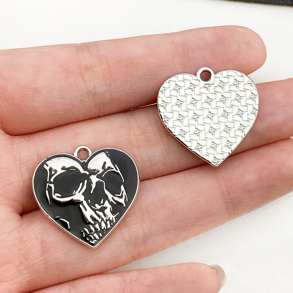 จี้โลหะผสมรูปหัวกะโหลกผีเสื้อหัวใจสีขาว K สไตล์โกธิคสีเข้ม DIY เครื่องประดับทำมือ - รูปที่ 6