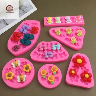 [12h Ship]Myoloy น่ารักการ์ตูนดอกไม้ Bow Bee Fondant แม่พิมพ์ซิลิโคน DIY Cupcake Fondant เค้กตกแต่งช็อกโกแลต Candy เบเกอรี่แม่พิมพ์ TH