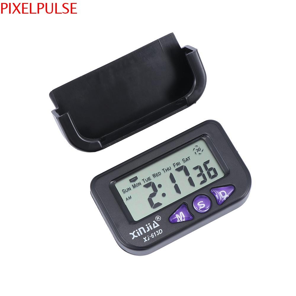 Pixelpulse นาฬิกาจับเวลาแบบพกพา Creative Black Date Pocket Sized Travel ยานยนต์