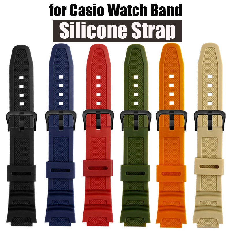 สายซิลิโคนเรซินสําหรับนาฬิกา Casio SGW-300 SGW-300H/400/500 AE1200 AE1100 MRW-200 W218H ยางกีฬานาฬิก
