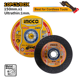 (10ใบ/กล่อง) Ingco ใบตัดเหล็ก 4 นิ้วx 1 มม.ใบตัดบาง 1มม. รุ่…