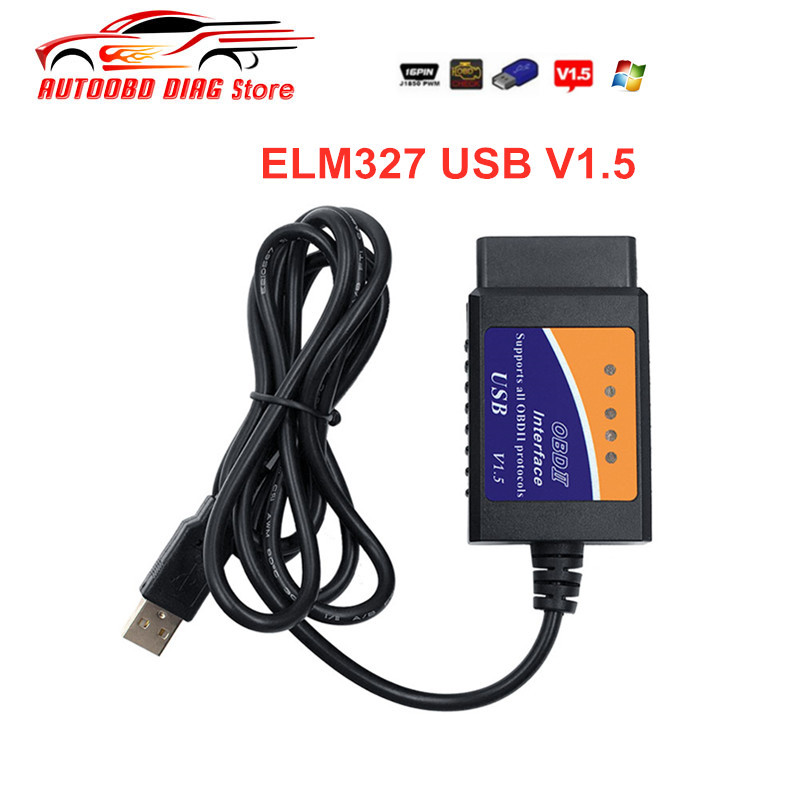 USB ELM327 V1.5 OBD2 รหัสเครื่องสแกนเนอร์สนับสนุน OBD2 Protocols ELM 327 USB V1.5 สายวินิจฉัยรถยนต์ส