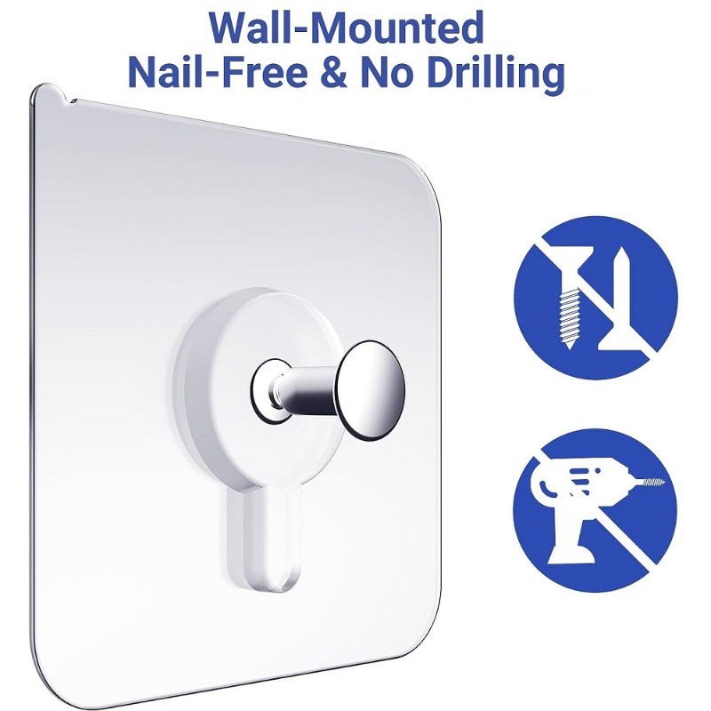 10/20/30/50 ชิ้น ตะขอกาวที่มองไม่เห็นสําหรับผนัง | แผ่นยึด 6x6 ซม. โปร่งใส ไม่ต้องใช้เล็บสําหรับวาดภาพ/กรอบรูป - รูปที่ 6