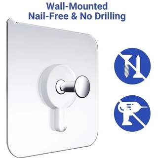10-50 ชิ้น Punch-ฟรี Self Adhesive Wall Hooks - No-Trace, กันน้ํา - กรอบรูปโปสเตอร์ผู้ถือเล็บ