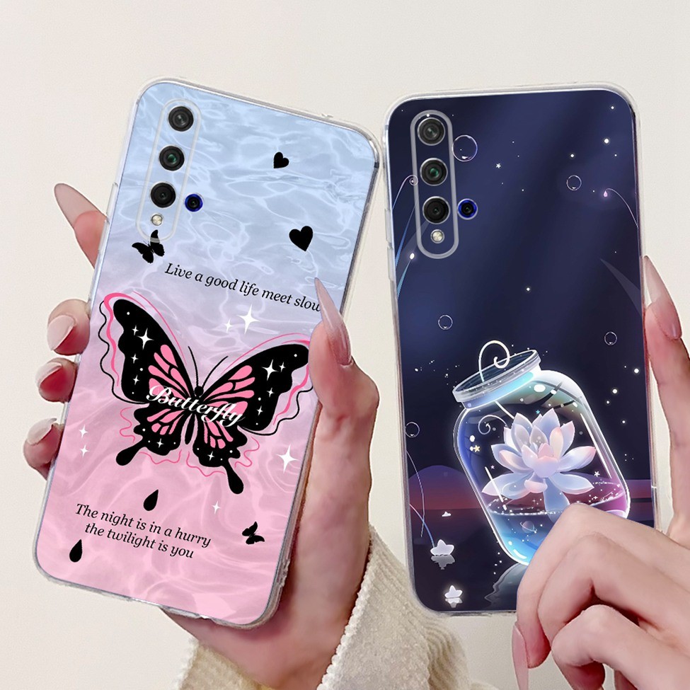 Huawei Nova 5T กรณี YAL-L21 ความงามแมวน่ารักแฟชั่นดอกไม้ทาสีปกหลัง Huawei Nova5T เคสโทรศัพท์ YAL-L61