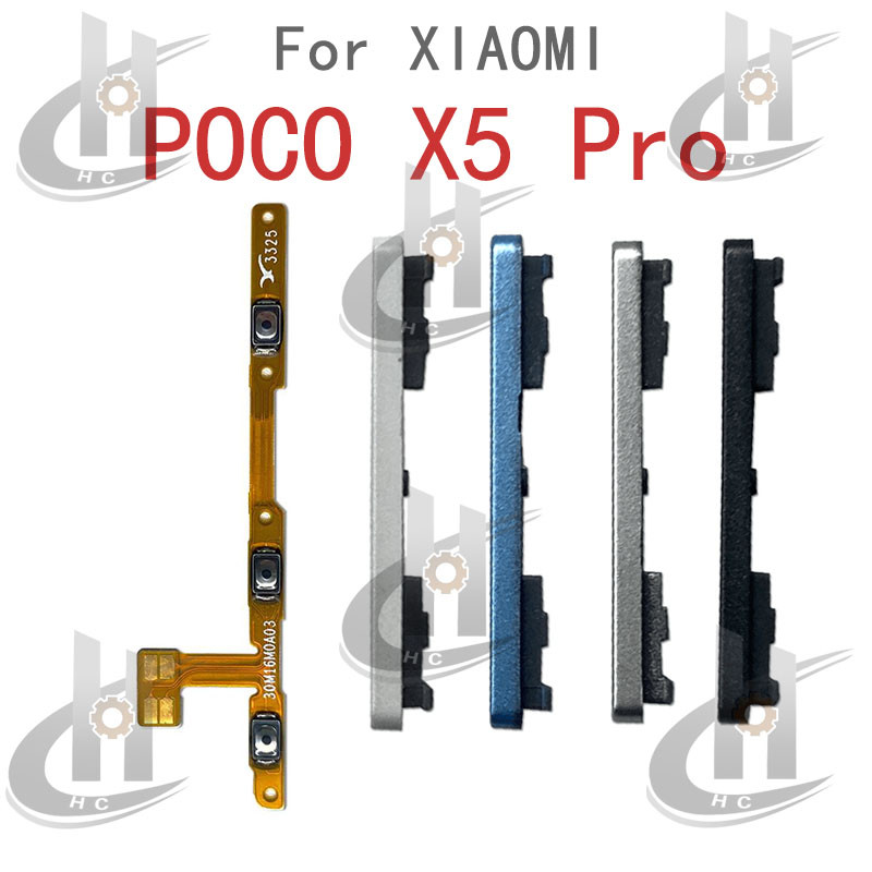 สําหรับ Xiaomi POCO X5 Pro Power Volume ปุ่มด้านข้าง Flex Cable Keys ปุ่มปิดระดับเสียงขึ้นและลงปุ่มด้านข้างอะไหล่ทดแทน