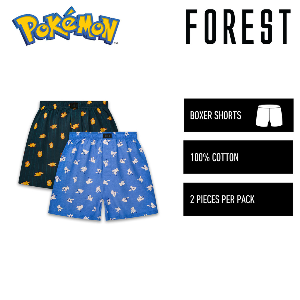 Forest Seluar Dalam Lelaki Forest Pokémon Mens Cotton Boxer Short Lingerie คละสี (2 ชิ้น) - PUD1001X
