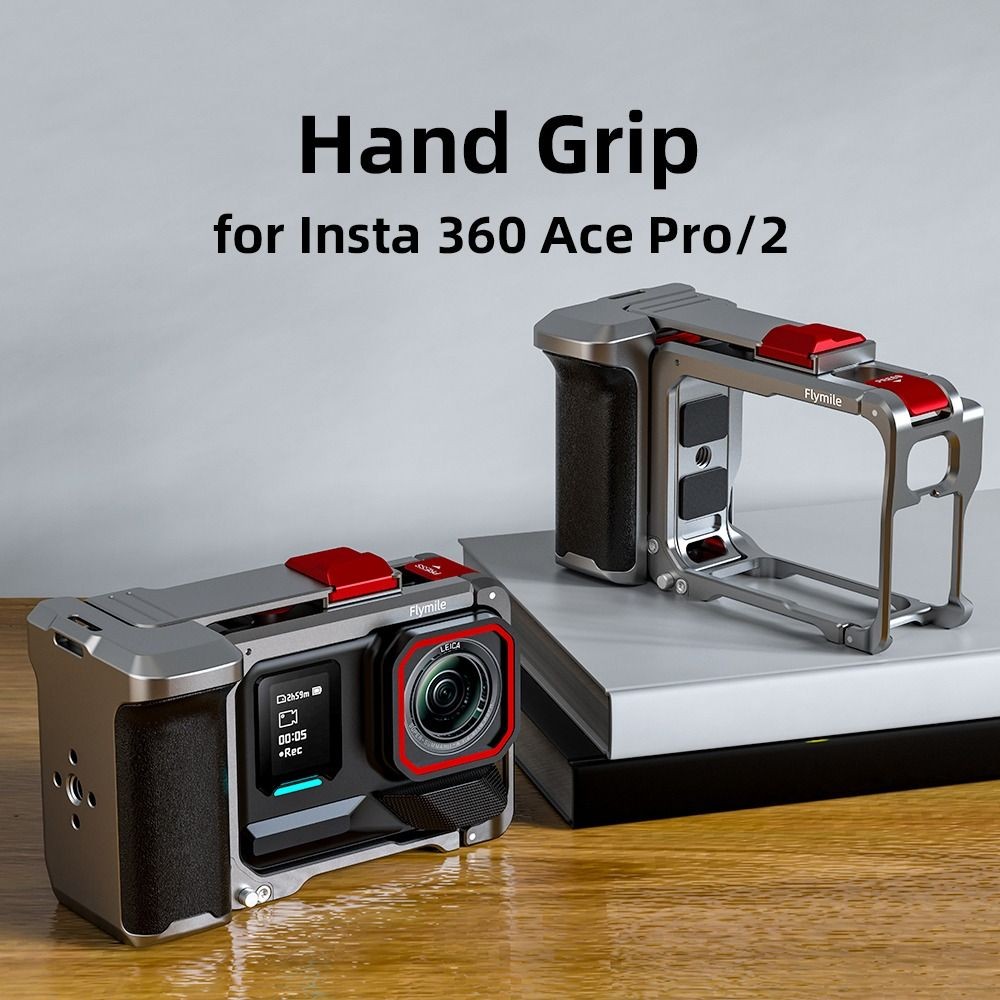 POPU Xplorer Grip Kit กรอบกล้อง,ปุ่มชัตเตอร์ป้องกันด้ามจับกล้อง,อลูมิเนียมจับสบาย Quick Release กรงกระต่ายสําหรับ Insta360 Ace 2/Ace - รูปที่ 7