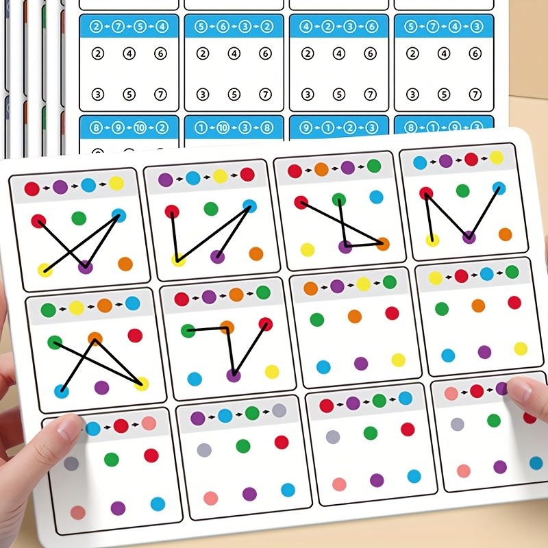 6 ชิ้น Visual Tracking Workbook Montessori Attention TrainingTraining การ์ดฝึกสําหรับเด็ก Erasable ปากกาการฝึกอบรมการ์ดการเชื่อมต่อ