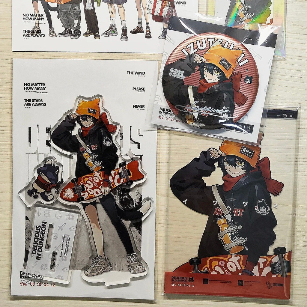 Izatsumi สเก็ตบอร์ดขาตั้งอะคริลิค Dungeon Meshi รูปแสดงอร่อยใน Dungeon อะนิเมะสินค้าคอลเลกชันตกแต่งโต๊ะ