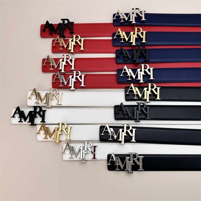 Amiri amiri สไตล์ใหม่ Letter Casual สุภาพสตรีเข็มขัดผู้ชายเข็มขัดธุรกิจหนังแท้แฟชั่น Smooth อินเทรนด