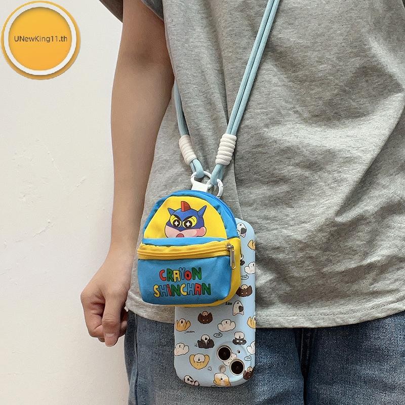 UNewKing Crossbody การ์ตูน Crayon สายคล้องโทรศัพท์เชือกกระเป๋าสตางค์ขนาดเล็กน่ารักหูฟังกระเป๋าสําหรับ Huawei th