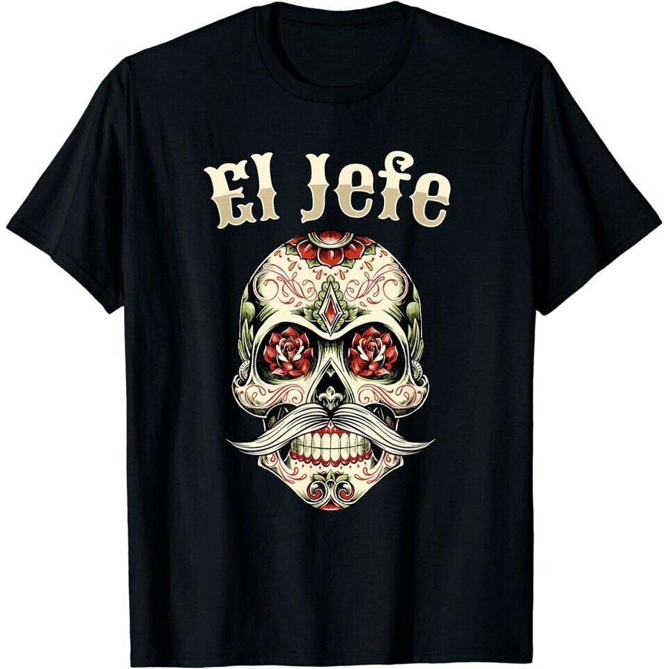 เสื้อยืดศพหวานวันของ الموتى El Jefe - เสื้อผู้ชายใหม่และโดดเด่น