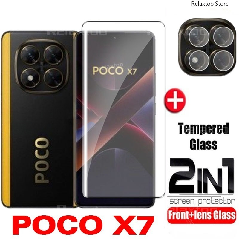 Pocox7 Pro 5G 2025 2in1 3Dโค้งกระจกนิรภัยสําหรับXiaomi POCO X7 X7Pro PocoX7 PocoX7Pro X 7 Pro 4G 5G 2025 เลนส์กล้องด้านหลังป้องกันหน้าจอป้องกันฟิล์มแก้ว