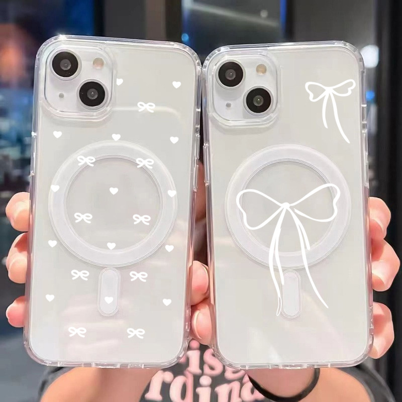 🔥MAX🔥เคสโทรศัพท์หรูหราแบบไร้สายชาร์จได้สำหรับความรักและคันธนูไอโฟน16 For iPhone12 13 14MAX X XS XR 7 8Plus 15Pro