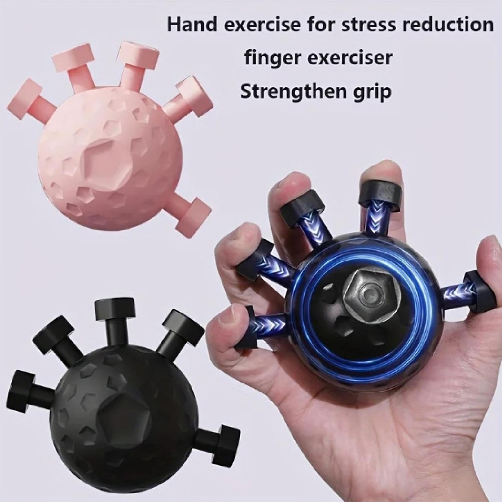 Finger Exerciser Trainer Hand Grip Strengthener ปรับ Power Training Hand Balls Gripper Exerciser hue