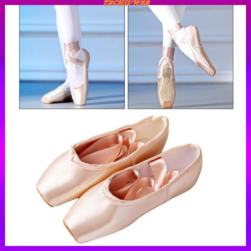 [Tachiuwa2] Professional Satin Ballet Pointe Shoes & Ribbon Dance Toe Shoe US3-9