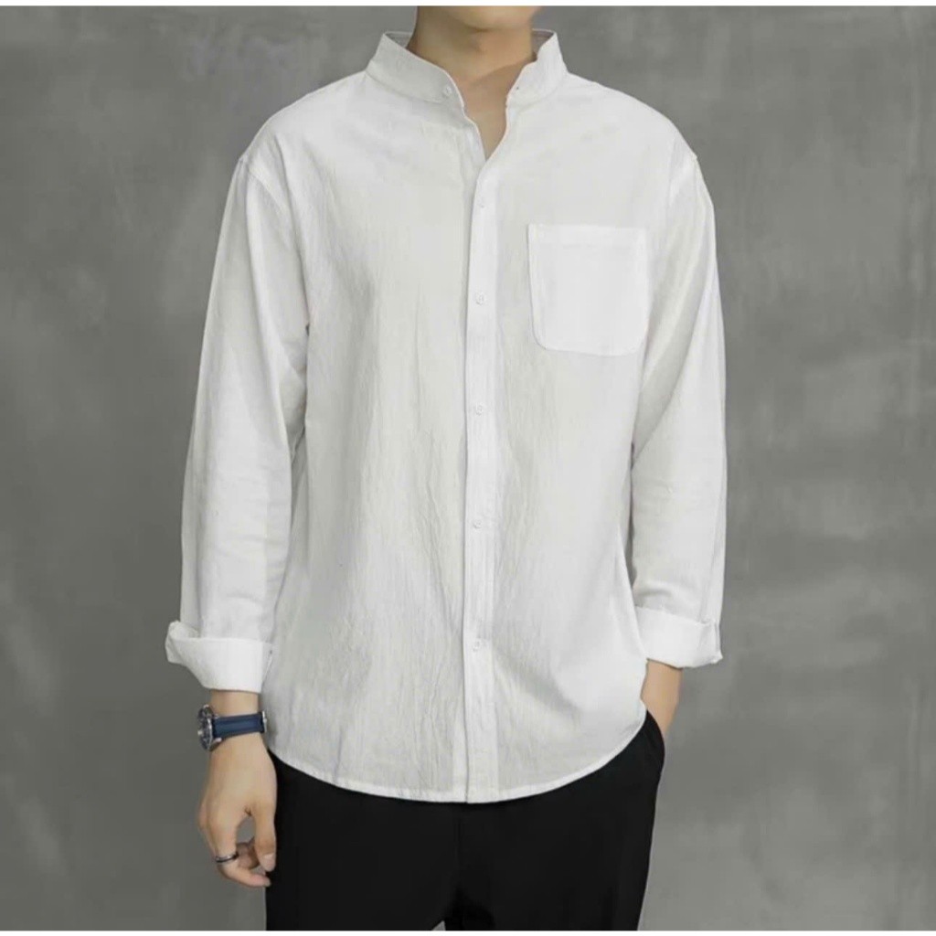 เสื้อคอปกเกาหลีแขนยาวผู้ชายมีกระเป๋าเข้ารูปสําหรับแฟชั่นออฟฟิศ| ร้าน NTD