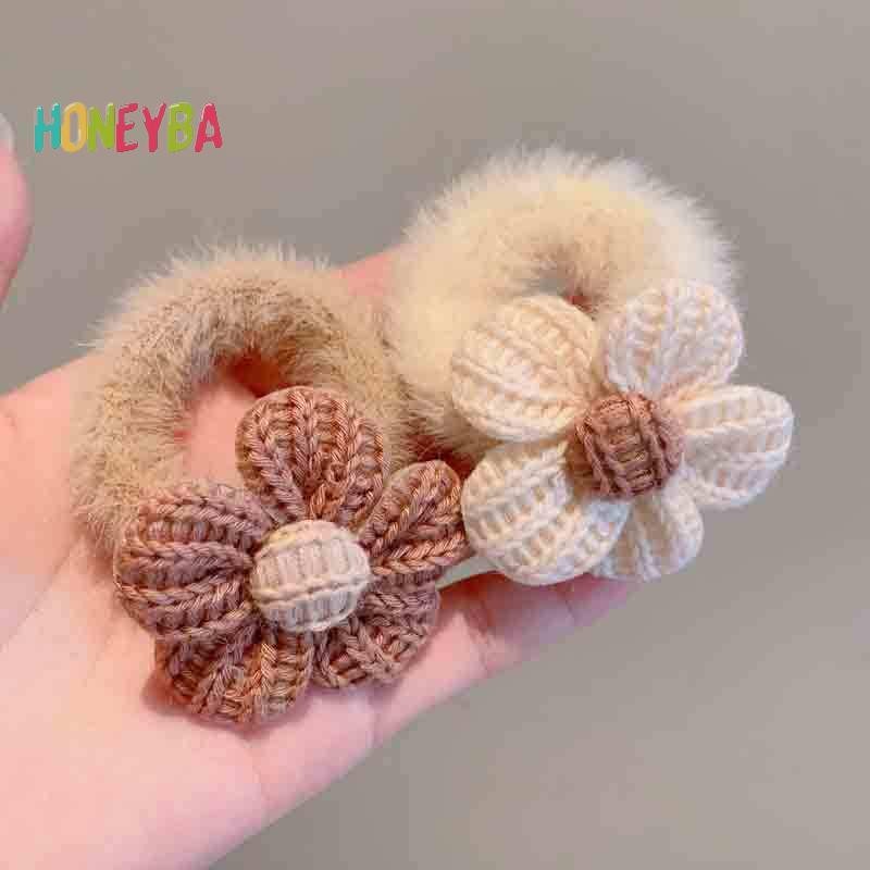 <Honeyba> Soft Khaki Flower Rubber Band Hair Rope Scrunchies Rubber Band Ponytail Hair Accessories Nice