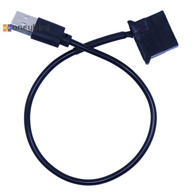 Honeybird USB to Molex 4 Pin PC คอมพิวเตอร์พัดลมระบายความร้อน 1 ฟุตเชื่อมต่อสายเคเบิลอะแดปเตอร์สายไฟ