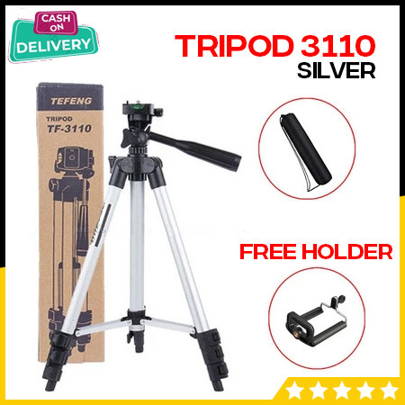 ขาตั้งกล้องกล้อง Handphone HP Tripot 3110 สีเงิน 1 เมตร แถมฟรี ที่วางกระเป๋า U