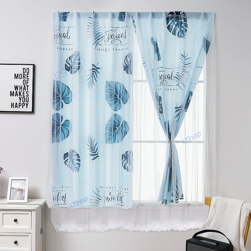 แนะนำ ผ้าม่าน ผ้าม่านหน้าต่าง ม่านประตู มองไม่ทะลุ พิมพ์ลาย แบบ2ชั้นติดกัน แถมอุปกรณ์ติดตั้ง+สายรัด ไม่เจาะผนัง ไม่ใช้ราว ติดเองได้ ราคาพิเศษ มีเก็บเงินปลายทาง