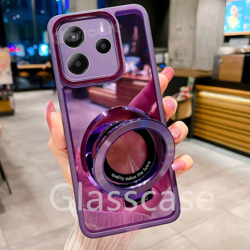 ปลอกสําหรับ Redmi หมายเหตุ 14 1 4 pro plus 14pro 14pro + 14proplus Note14 14pro พร้อมผู้ถือแหวนสแควร์ชุบเคสโทรศัพท์แฟชั่นนุ่มกันกระแทก Came เลนส์ป้องกันกรณีปกหลัง