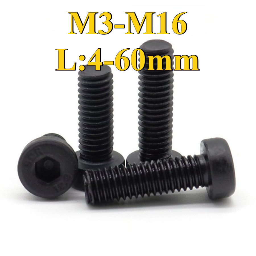 น็อตหัวจมบาง เกรด 12.9 แข็งพิเศษ เกลียวมิล ตลอด สกรู /Hexagon Socket Head Cap Screws Low Head M3/M4/