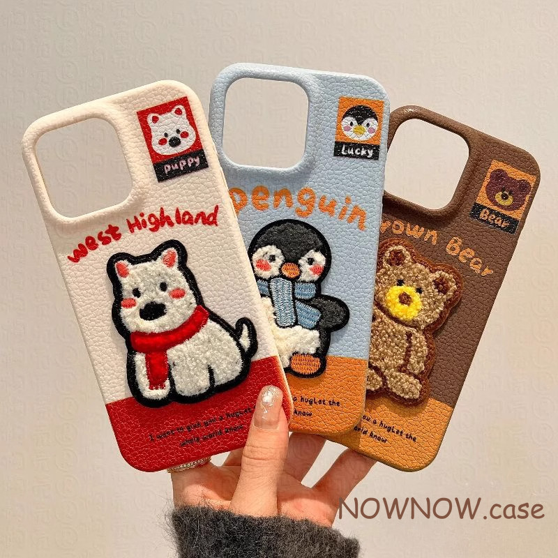 สําหรับ IPhone 16 15 14 13 12 11 Pro Max X XR XS Max 7 8 Plus น่ารักผิวรูปแบบสัตว์เล็กเพนกวินการ์ตูนเย็บปักถักร้อยเคสโทรศัพท์ปกอ่อน - รูปที่ 4